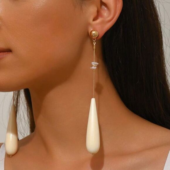 Elegant Cream Drop Earrings A1214 - Picture 1 of 3